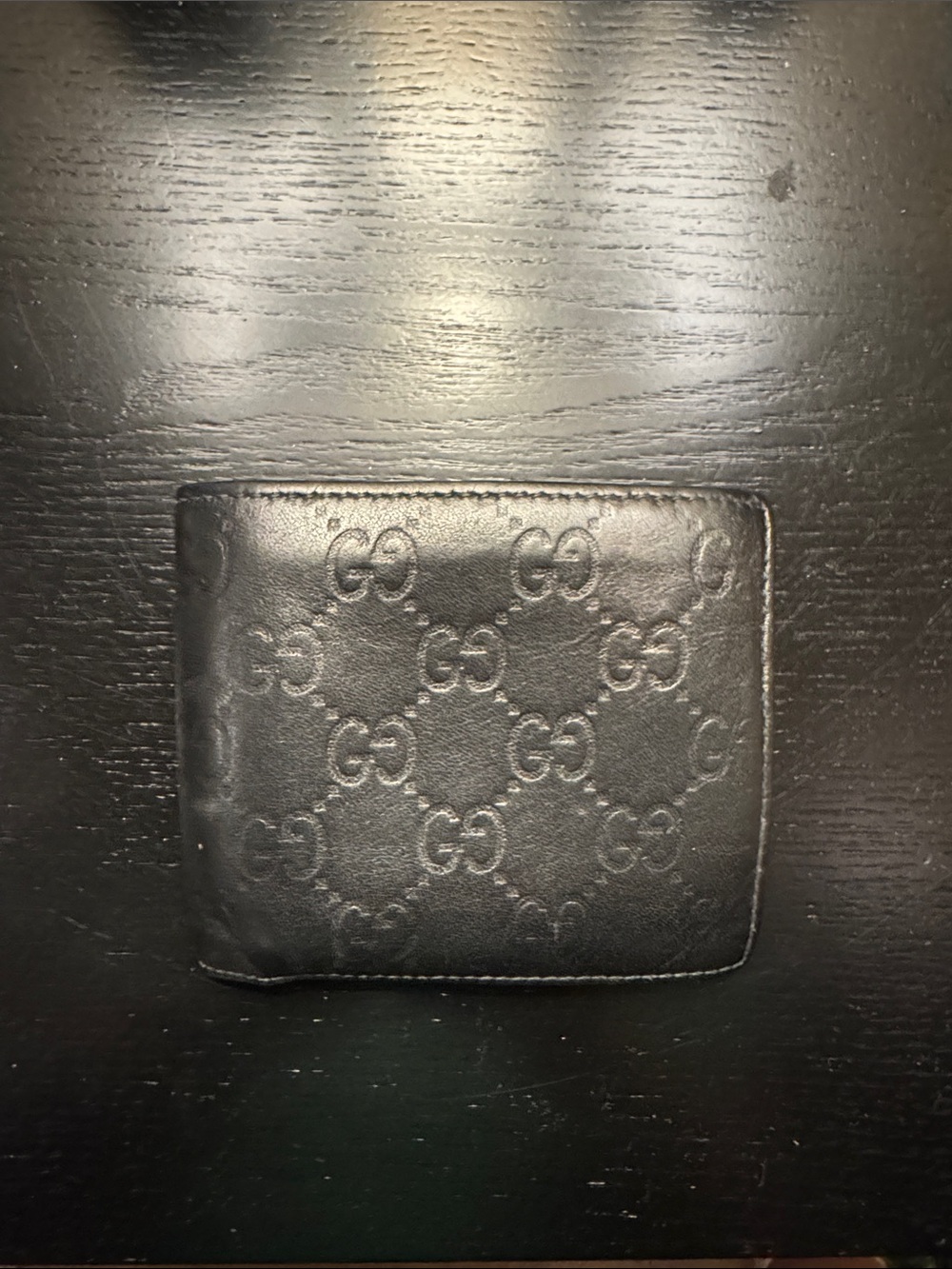 Gucci Black GG Monogram Bifold Wallet with ID Window